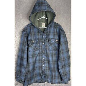 Mens Dickies Hooded Shirt Jacket Blue Flannel Size XL (46-48) EUC